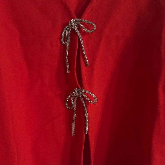 Anthropologie Dolan Red and Sparkly Bow Blouse - Picture 4 of 4
